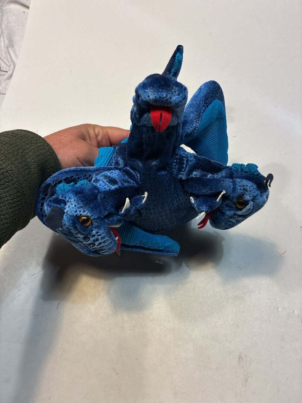 Folkmanis Three-Headed Blue Dragon Hand Puppet Plush Toy